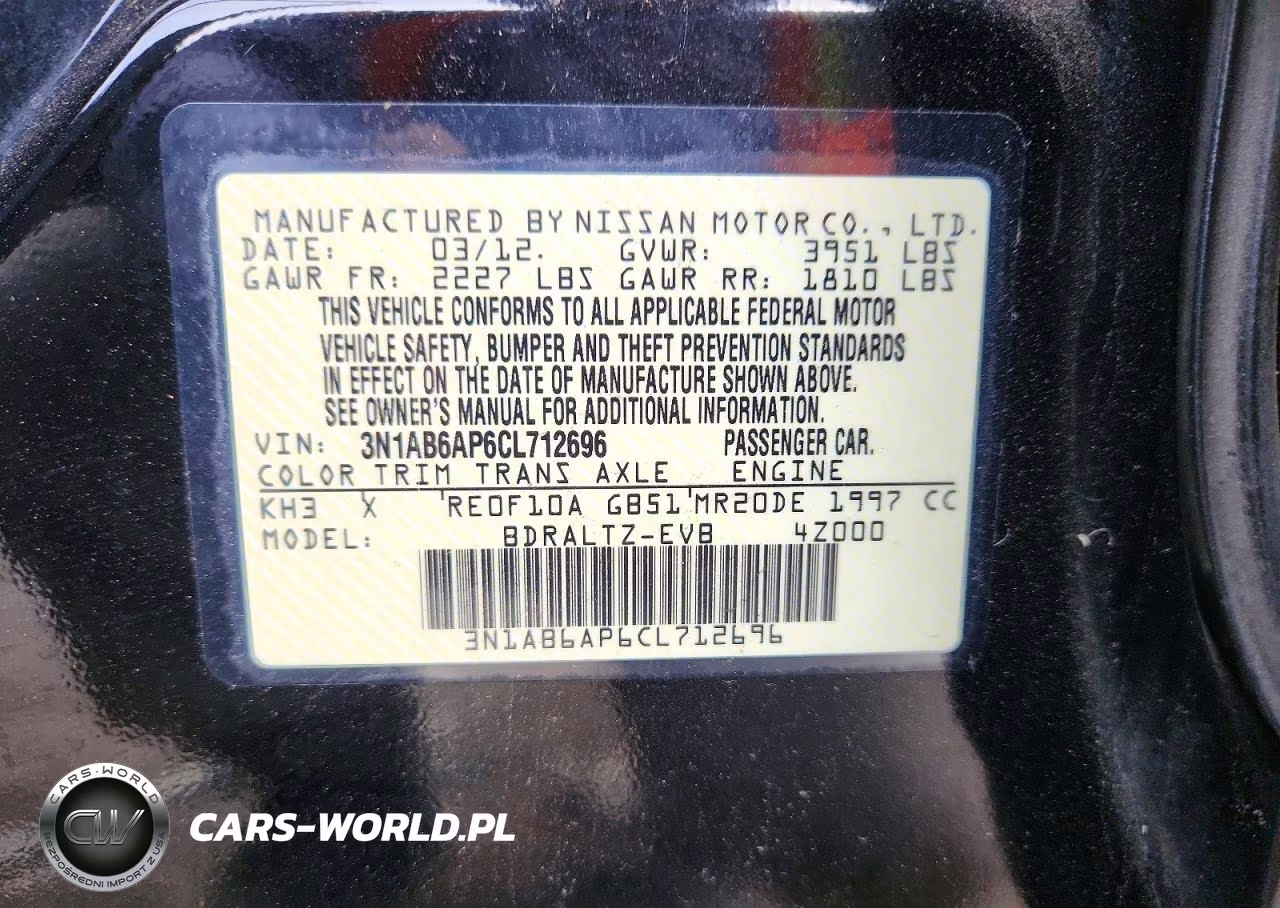 2012 Nissan Sentra 2.0 VIN:3N1AB6AP6CL712696 - 12