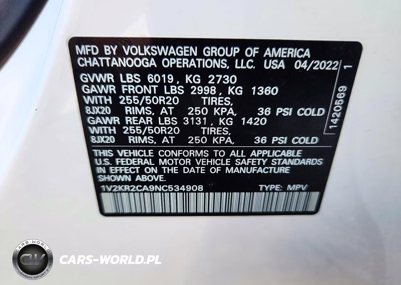 2022 Volkswagen Atlas Se VIN:1V2KR2CA9NC534908 - 13