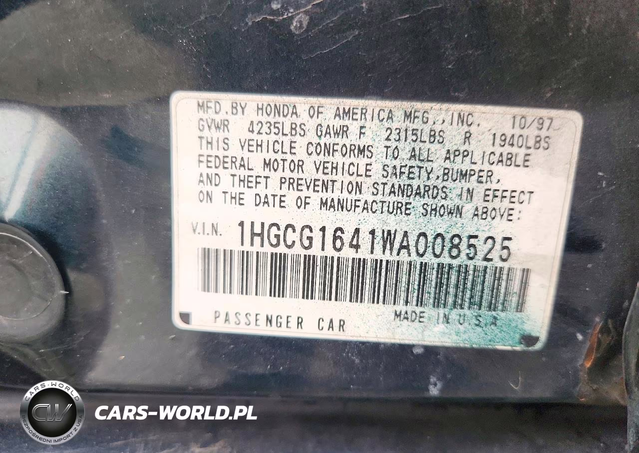1998 Honda Accord Lx VIN:1HGCG1641WA008525 - 12