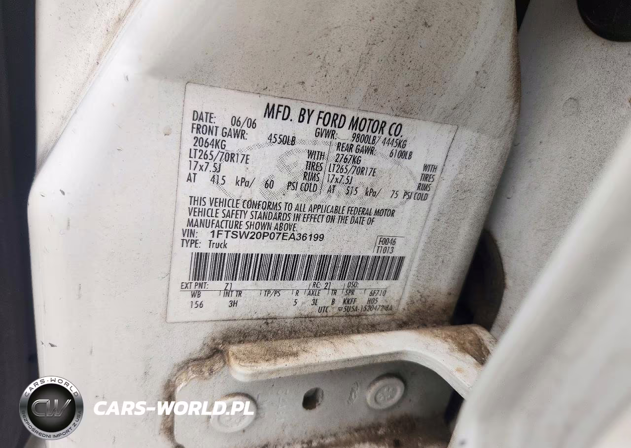 2007 Ford F250 Super Duty VIN:1FTSW20P07EA36199 - 12