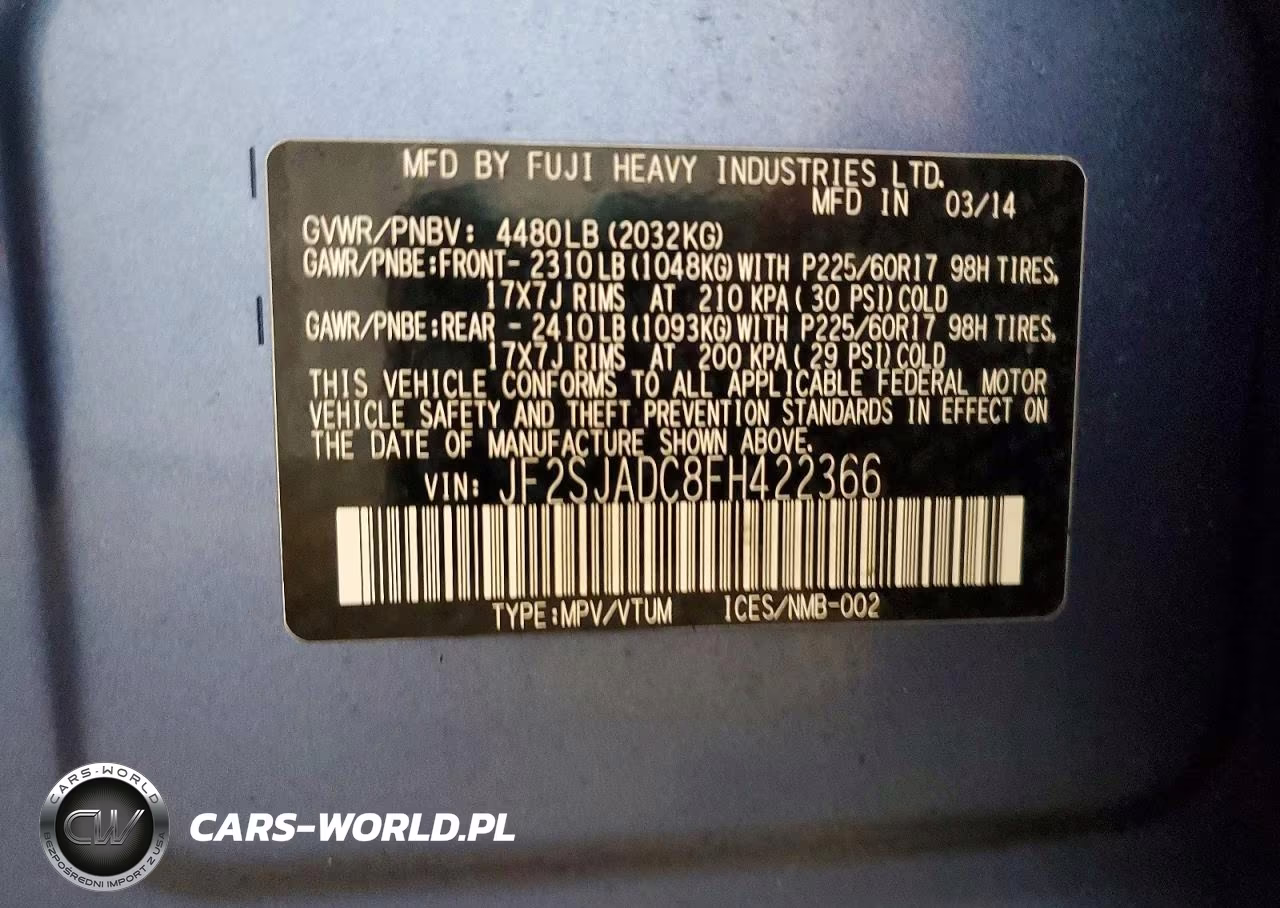 2015 Subaru Forester 2.5I Premium VIN:JF2SJADC8FH422366 - 14