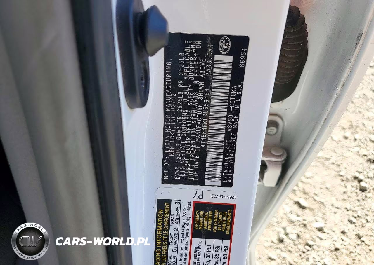 2012 Toyota Camry Xle VIN:4T1BF1FK8CU559181 - 12