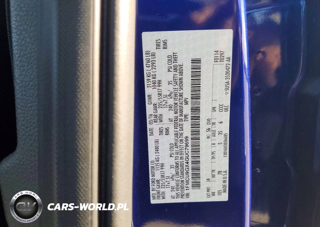 2016 Ford Escape Se VIN:1FMCU9GX4GUC79699 - 13