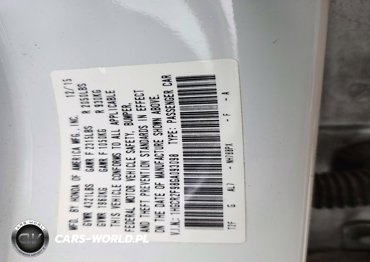 2016 Honda Accord Exl VIN:1HGCR2F98GA093098 - 12