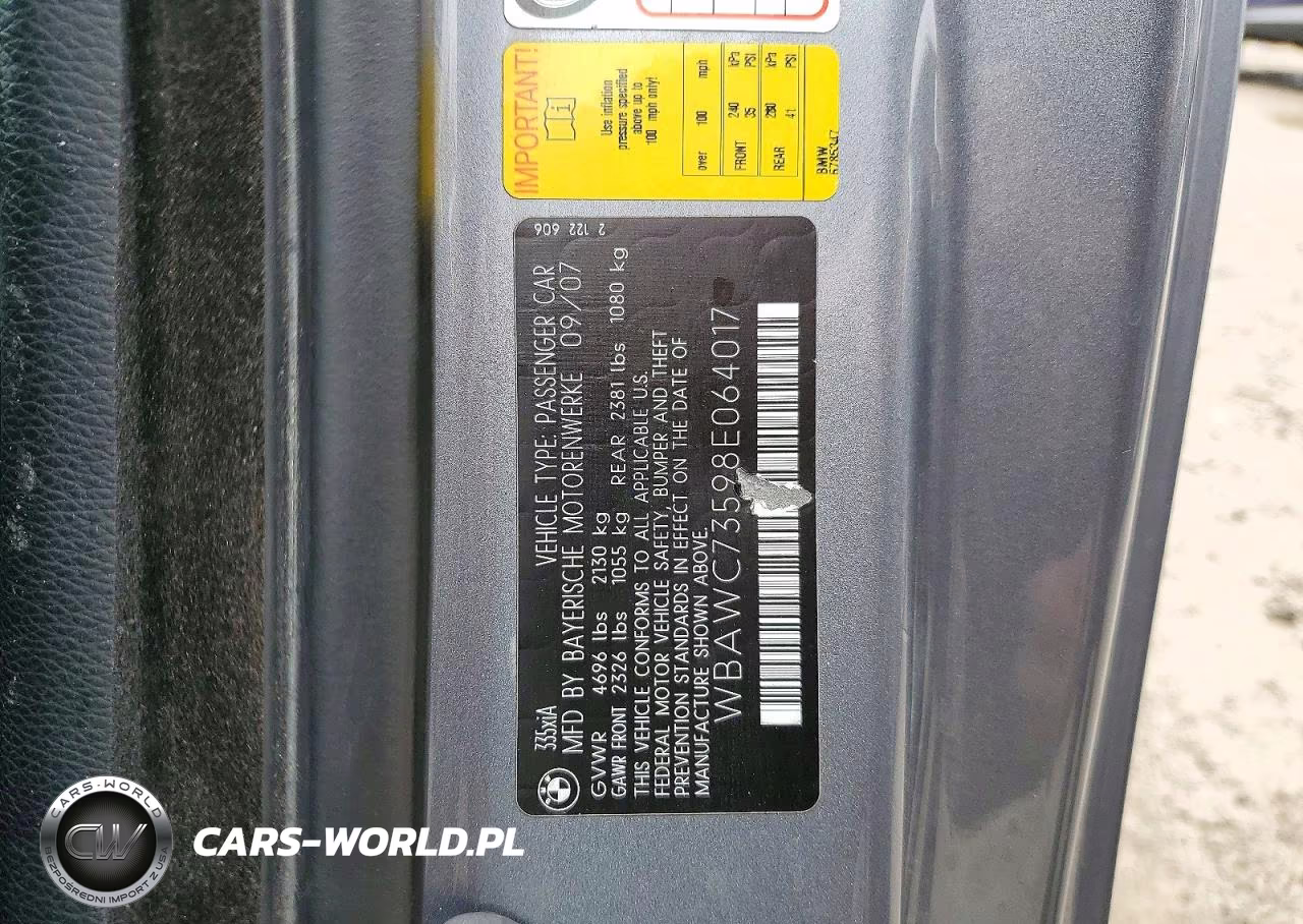 2008 BMW 335 Xi VIN:WBAWC73598E064017 - 12