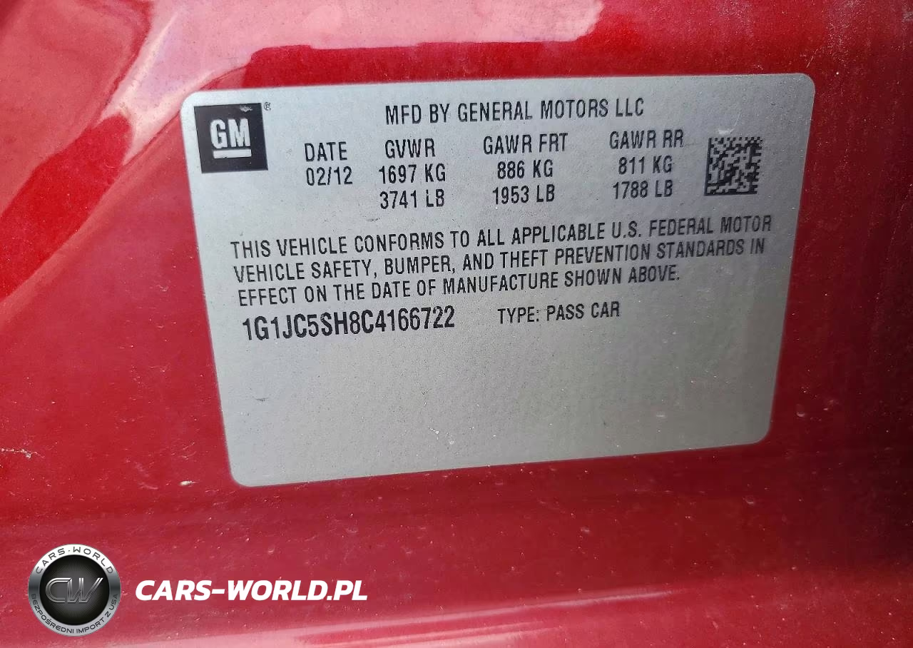 2012 Chevrolet Sonic Lt VIN:1G1JC5SH8C4166722 - 12