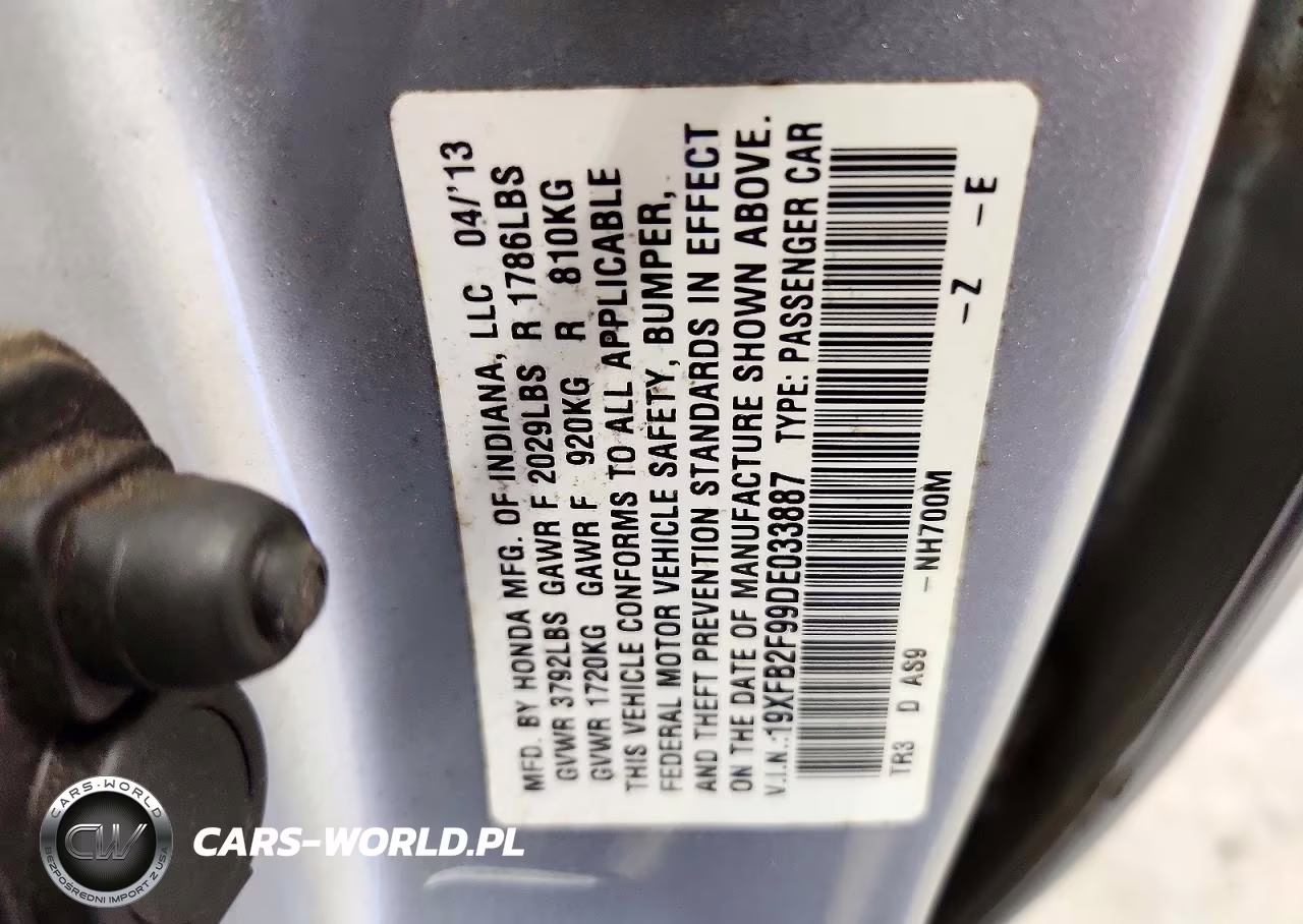 2013 Honda Civic Exl VIN:19XFB2F99DE033887 - 12