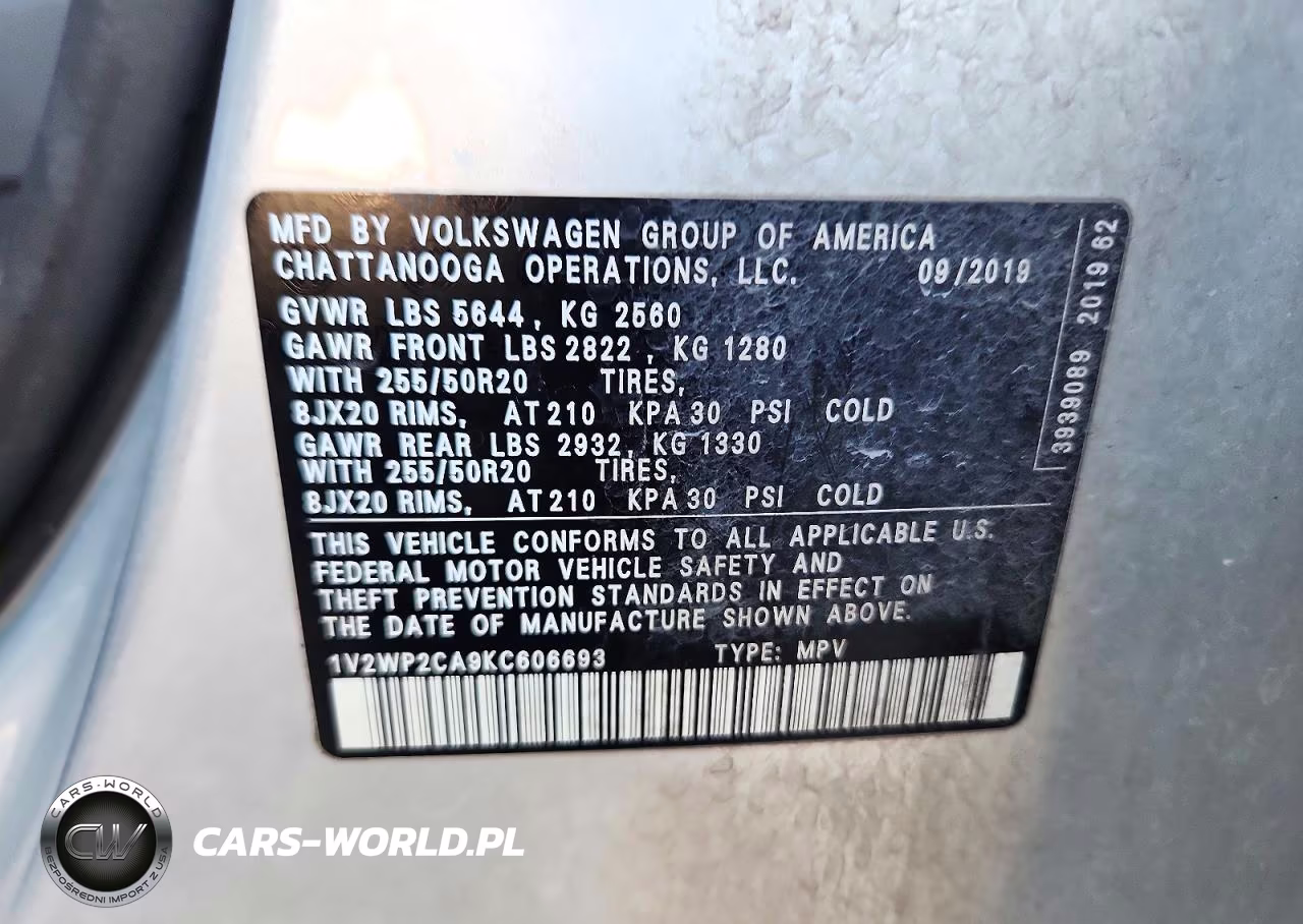 2019 Volkswagen Atlas Se VIN:1V2WP2CA9KC606693 - 13