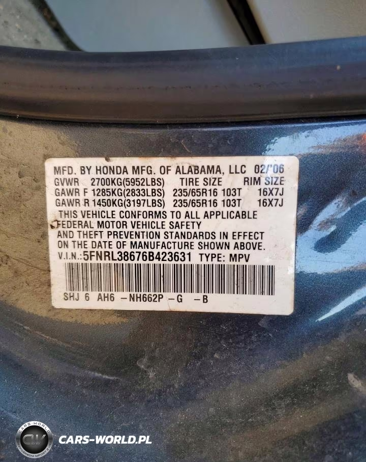 2006 Honda Odyssey VIN:5FNRL38676B423631 - 13
