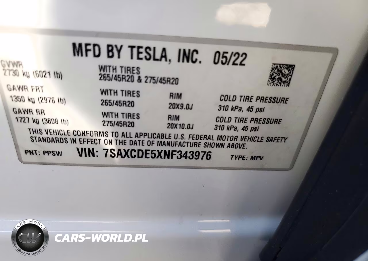 2022 Tesla Model X VIN:7SAXCDE5XNF343976 - 14