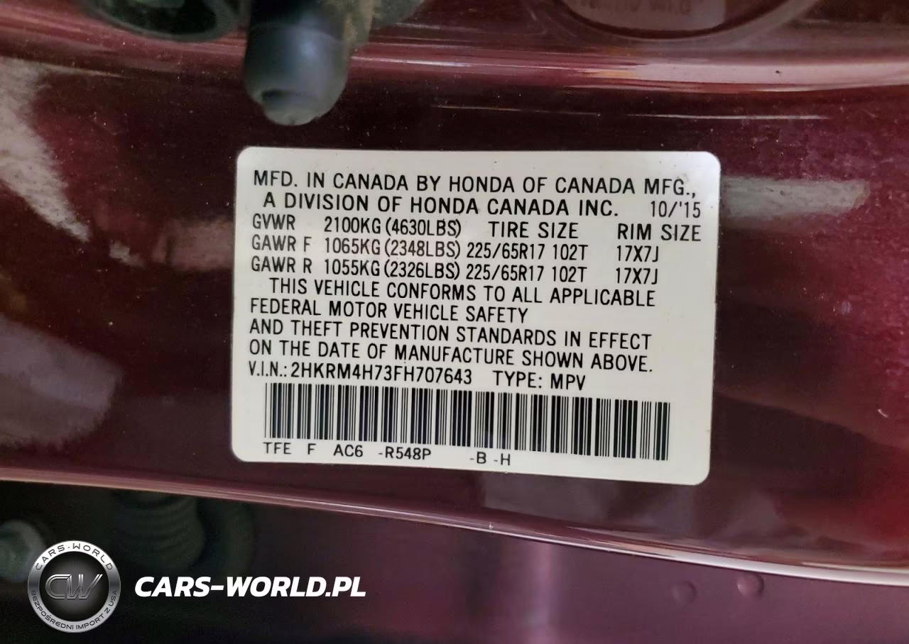 2015 Honda Cr-V Exl VIN:2HKRM4H73FH707643 - 14