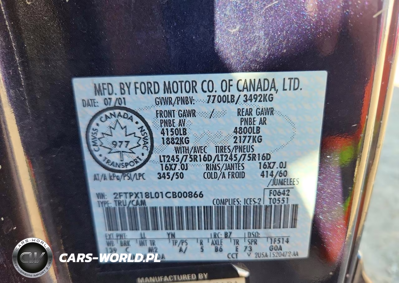 2001 Ford F150 VIN:2FTPX18L01CB00866 - 12