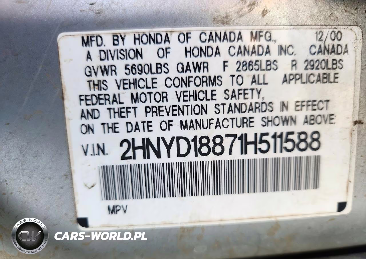 2001 Acura Mdx Touring VIN:2HNYD18871H511588 - 13