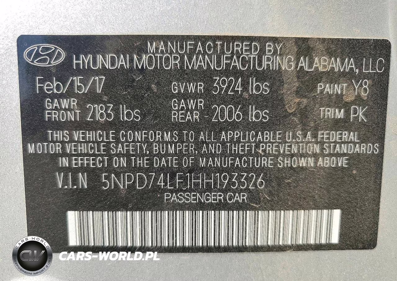 2017 Hyundai Elantra Se VIN:5NPD74LF1HH193326 - 12
