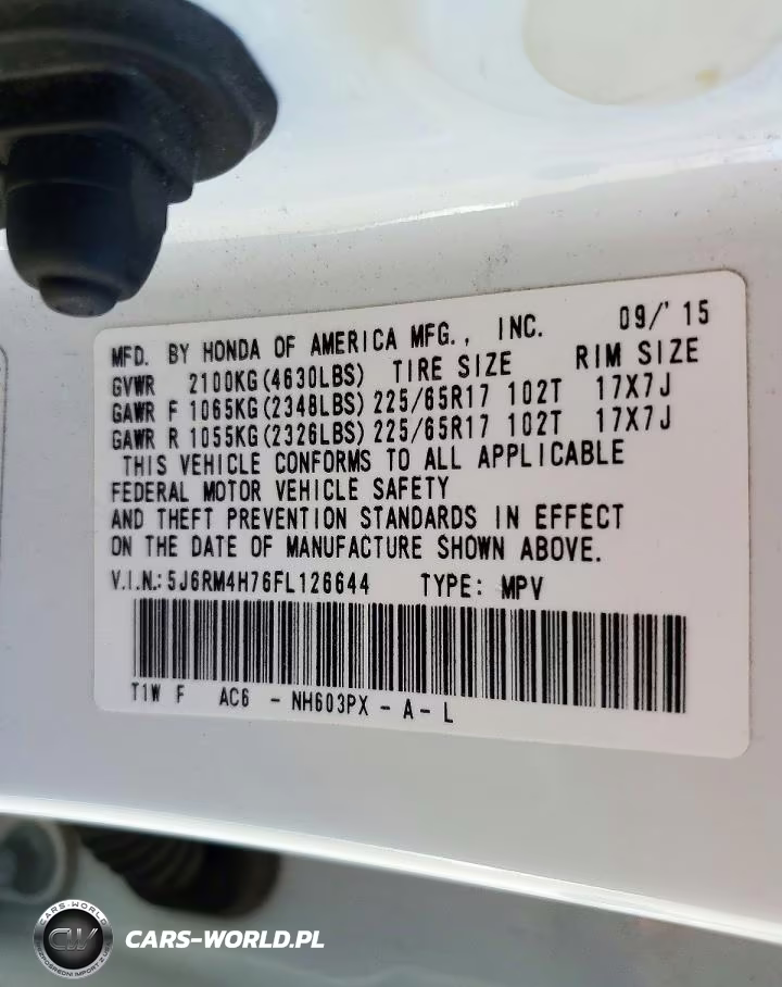 2015 Honda Cr-V Exl VIN:5J6RM4H76FL126644 - 13