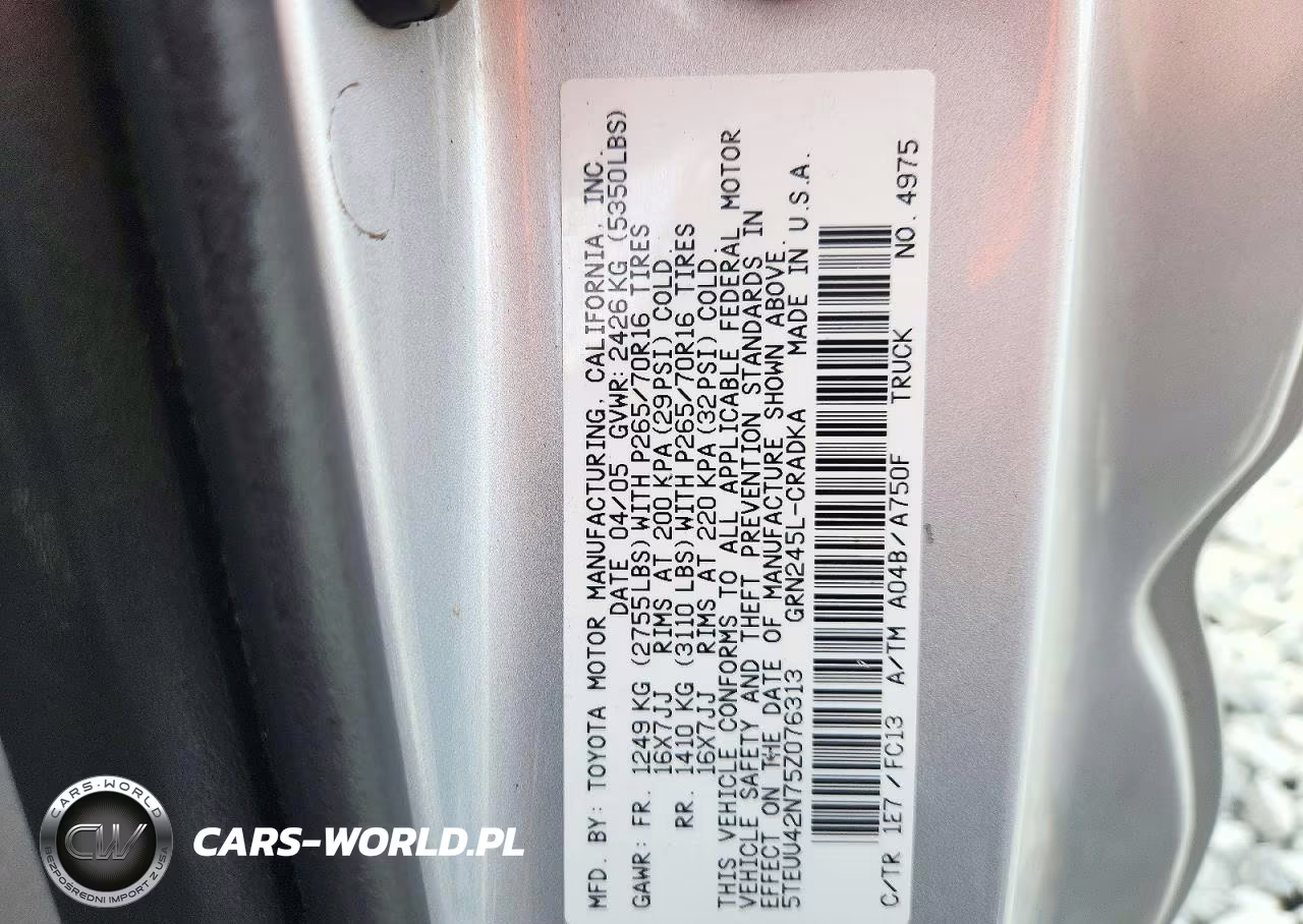 2005 Toyota Tacoma Access Cab VIN:5TEUU42N75Z076313 - 13