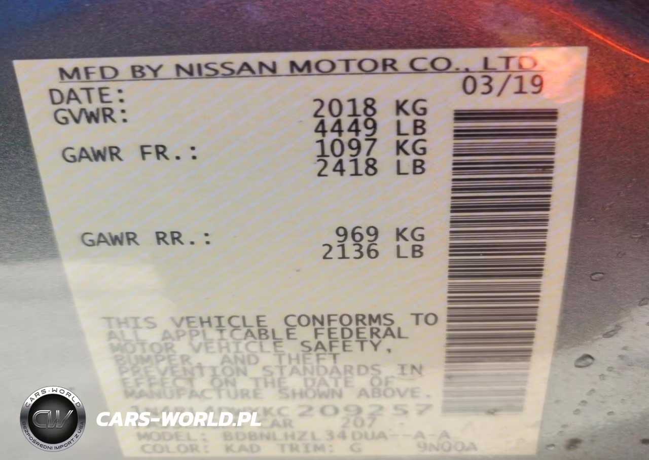2019 Nissan Altima Sv VIN:1N4BL4DWXKC209257 - 12