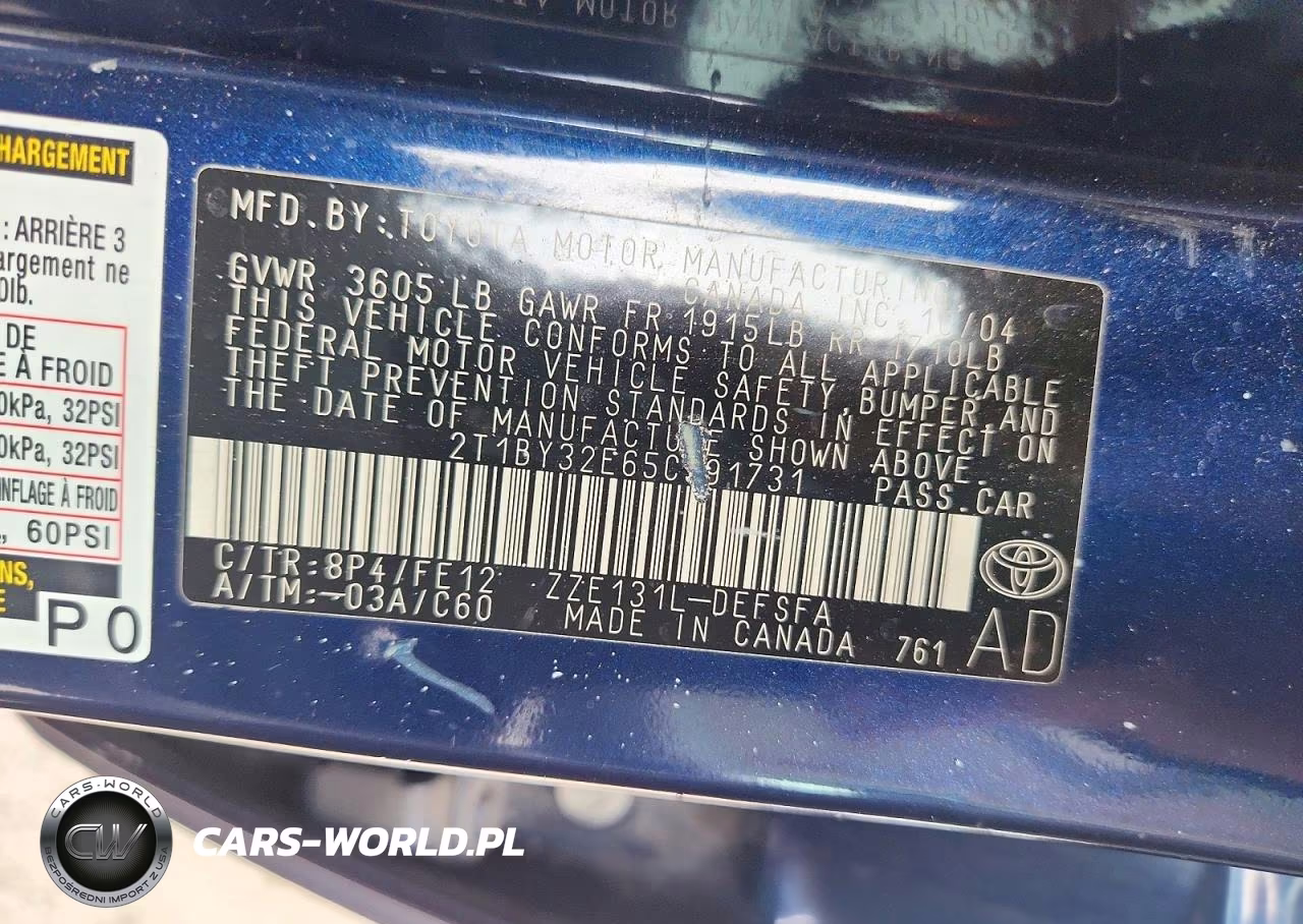 2005 Toyota Corolla Xrs VIN:2T1BY32E65C391731 - 12