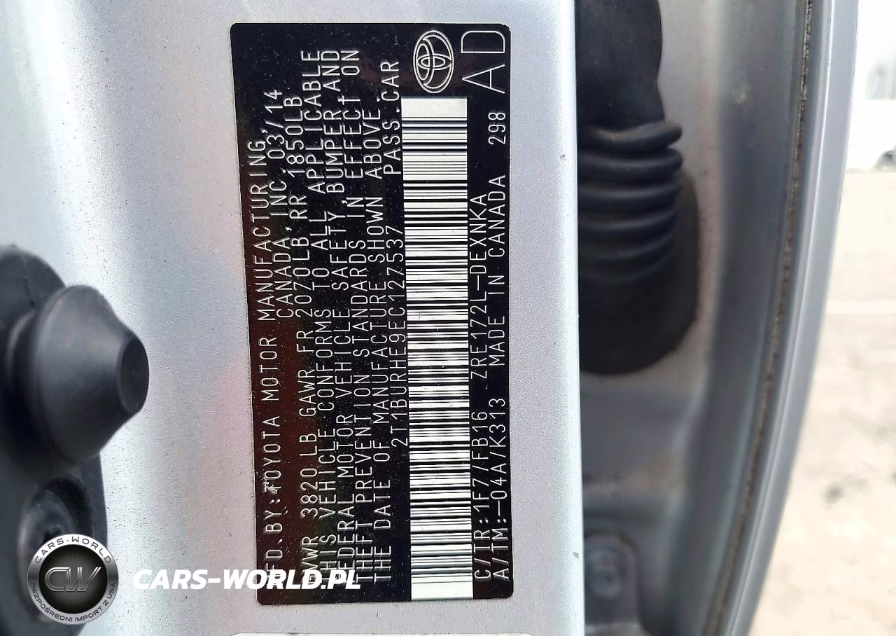 2014 Toyota Corolla Le VIN:2T1BURHE9EC127537 - 12