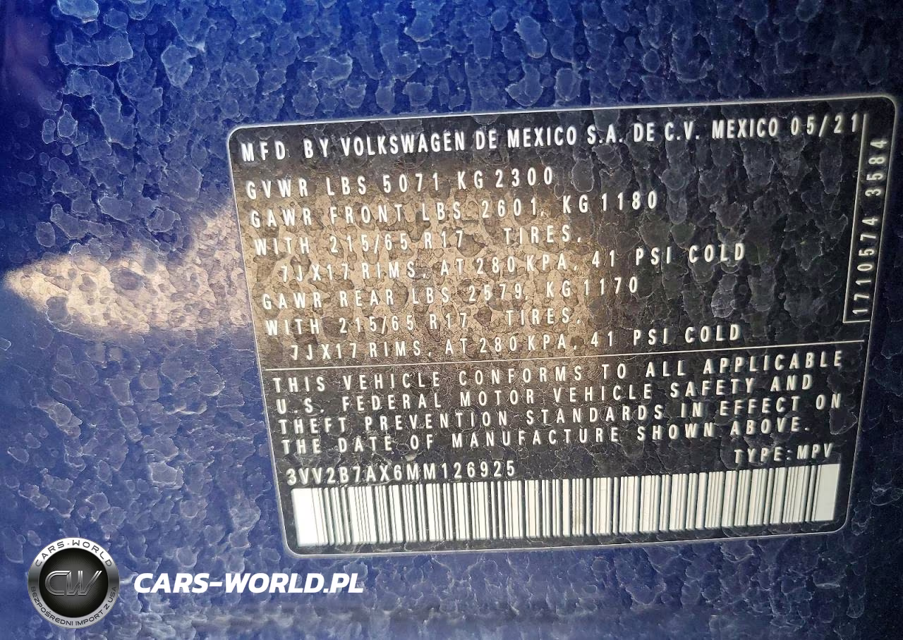 2021 Volkswagen Tiguan Se VIN:3VV2B7AX6MM126925 - 13