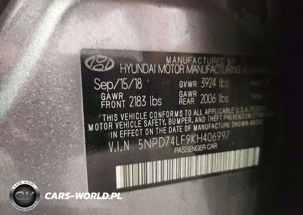 2019 Hyundai Elantra Se VIN:5NPD74LF9KH406997 - 12