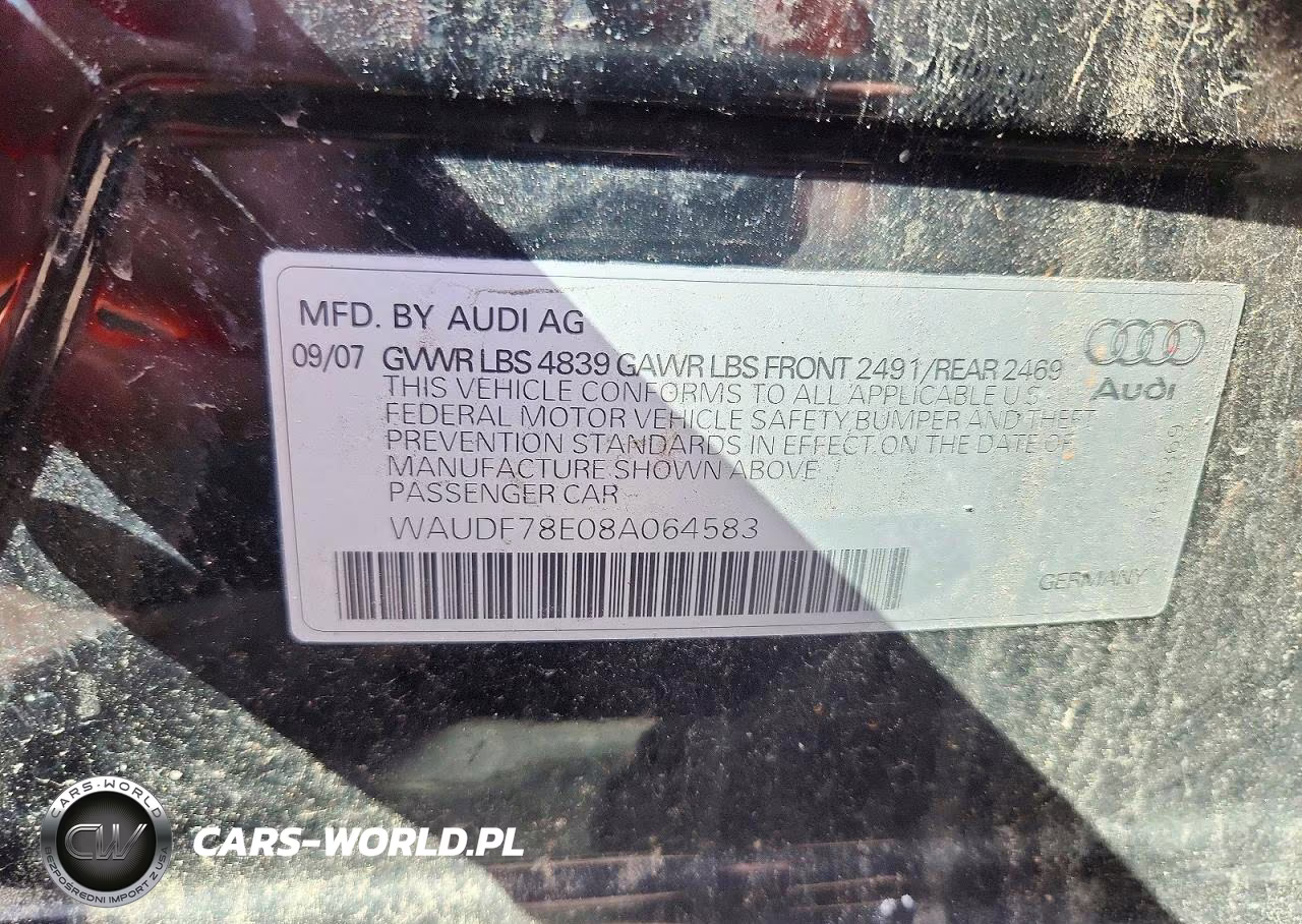 2008 Audi A4 2.0T Quattro VIN:WAUDF78E08A064583 - 12