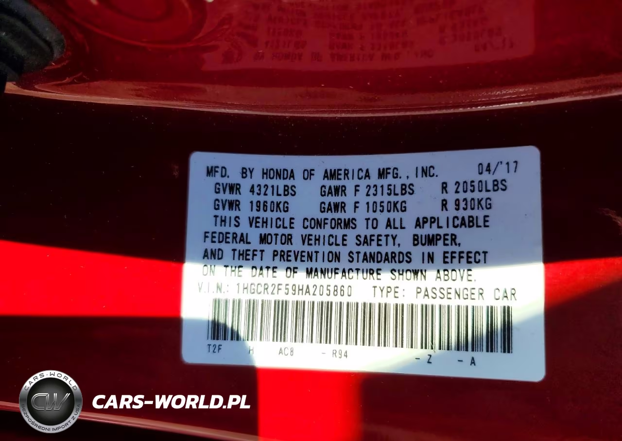 2017 Honda Accord Sport VIN:1HGCR2F59HA205860 - 13
