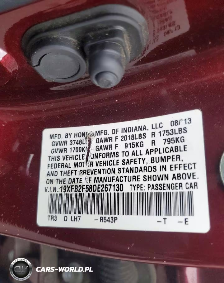 2013 Honda Civic Lx VIN:19XFB2F58DE267130 - 12