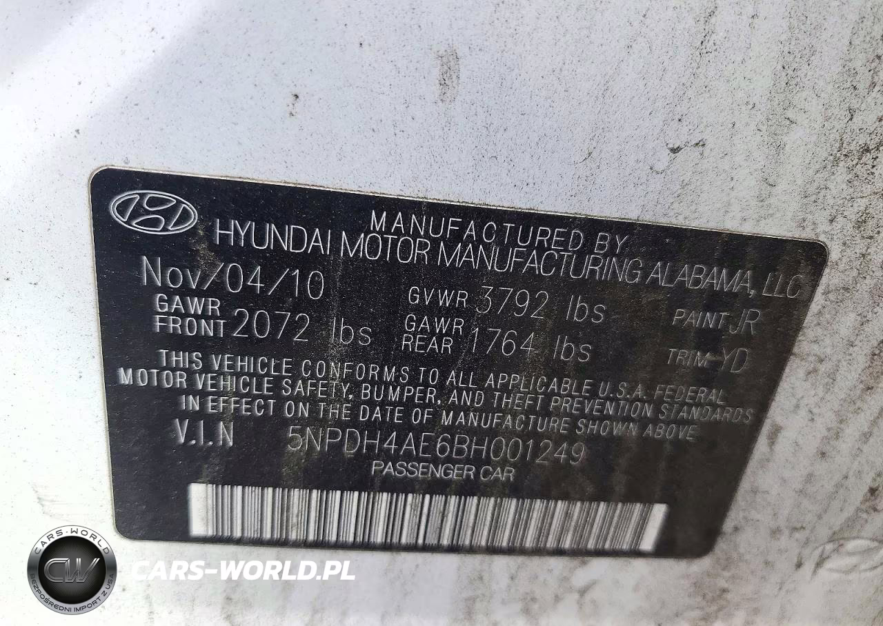2011 Hyundai Elantra Limited VIN:5NPDH4AE6BH001249 - 12
