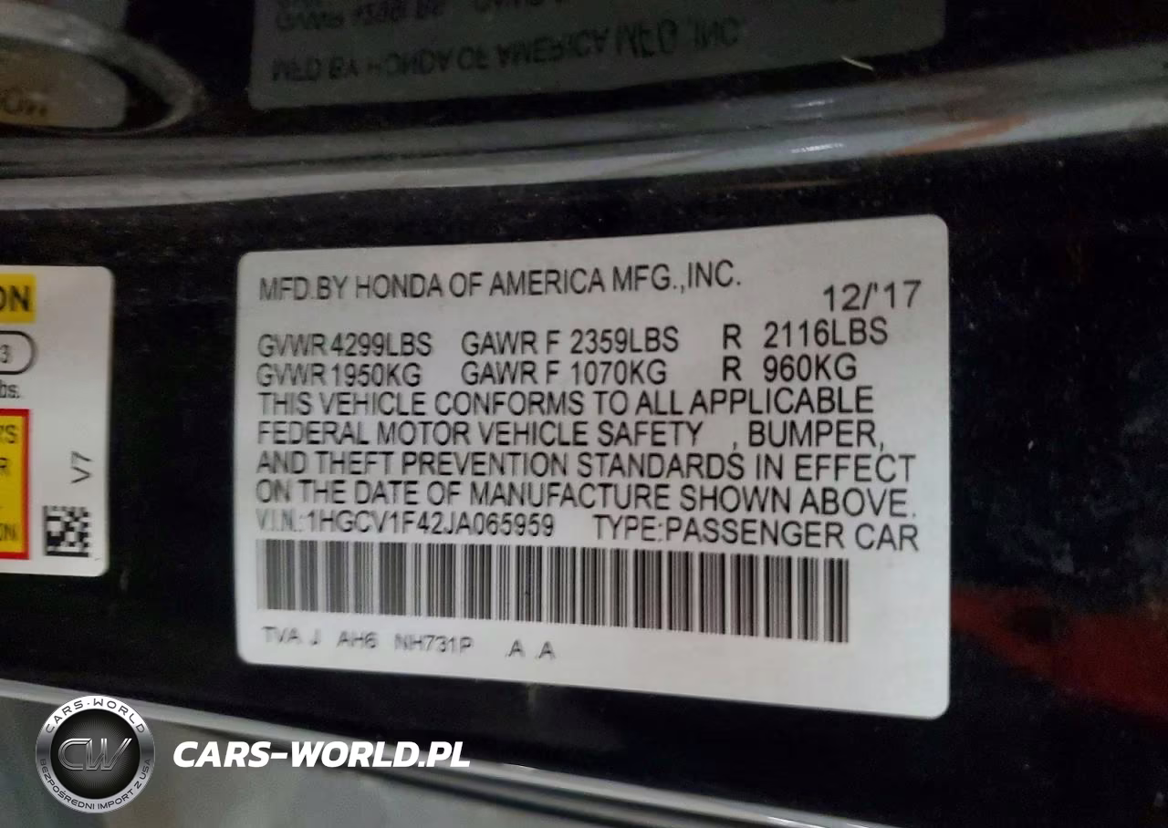 2018 Honda Accord Ex VIN:1HGCV1F42JA065959 - 13