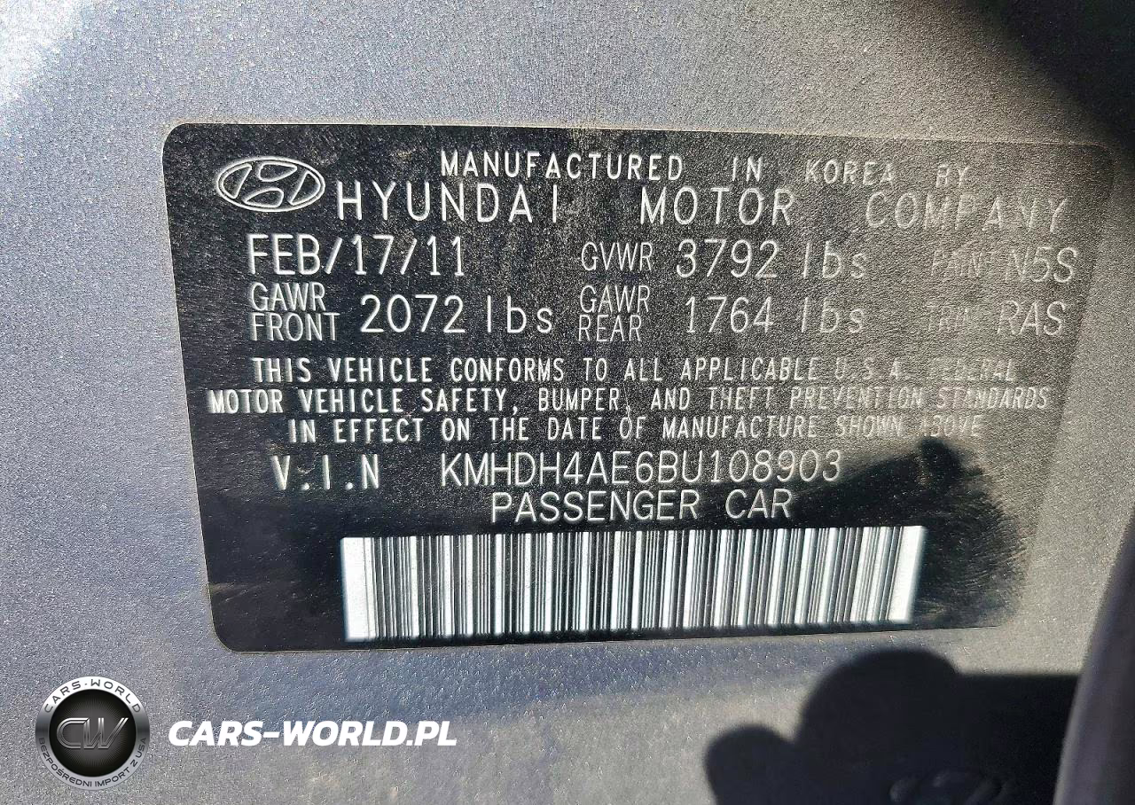2011 Hyundai Elantra Limited VIN:KMHDH4AE6BU108903 - 12