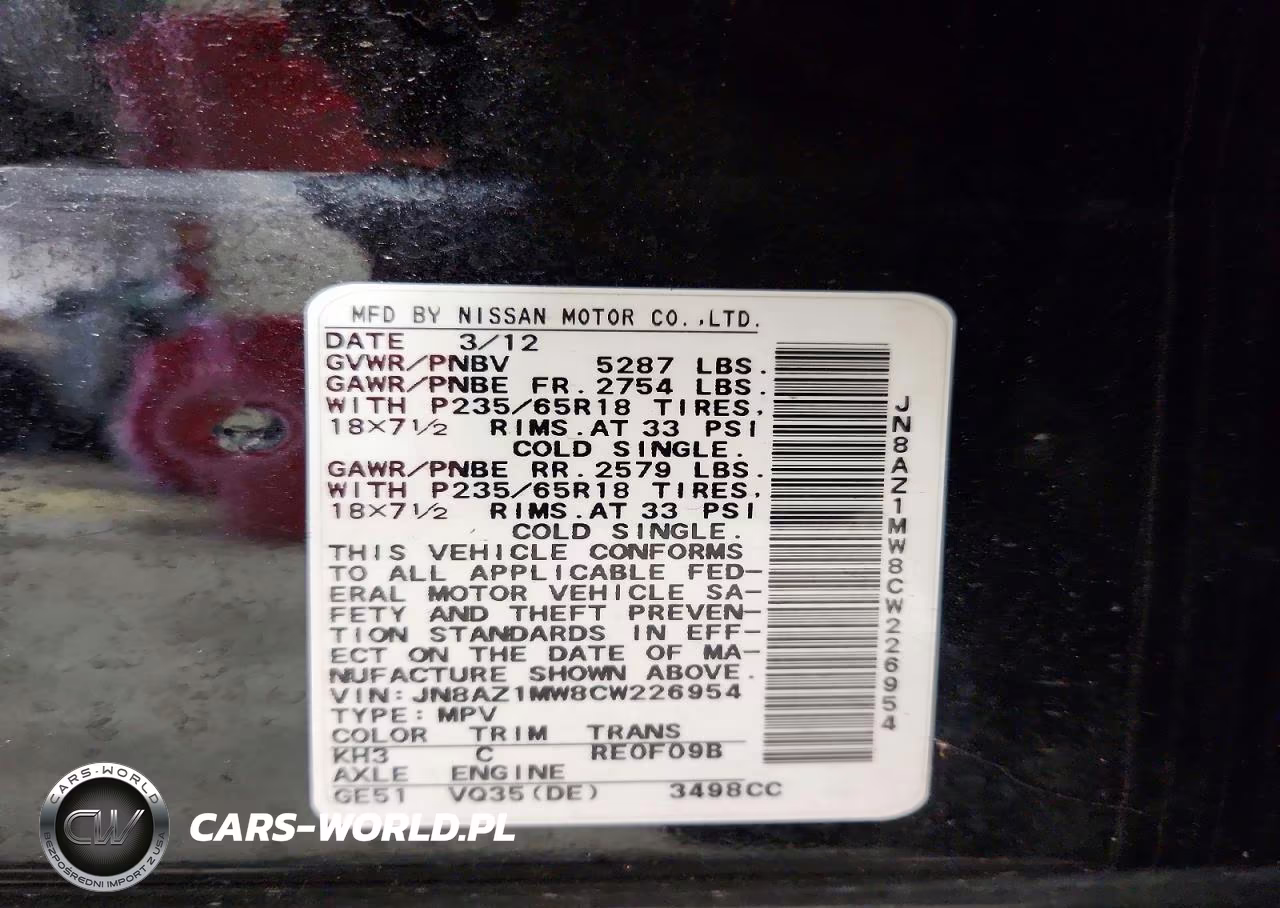 2012 Nissan Murano S VIN:JN8AZ1MW8CW226954 - 13