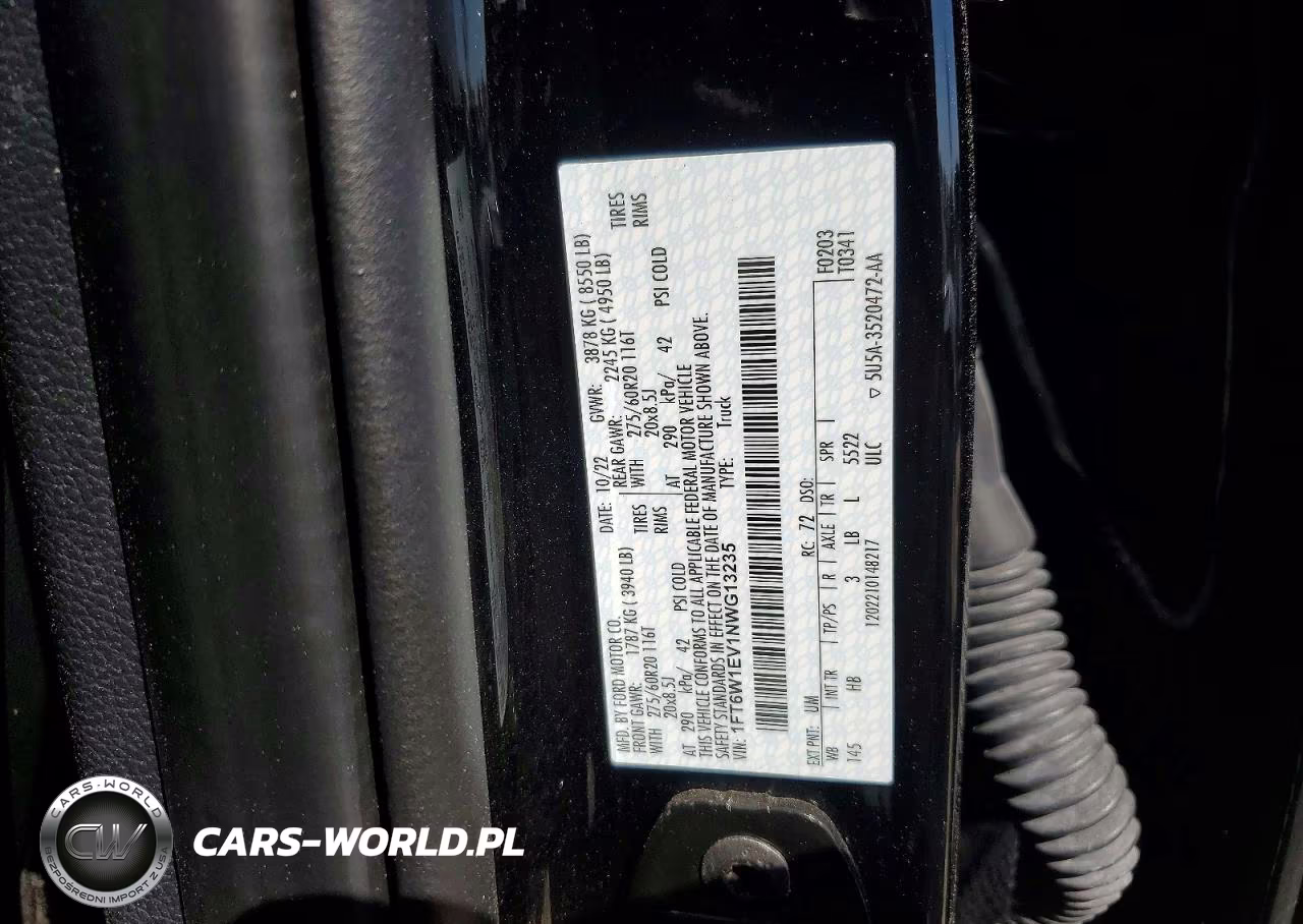 2022 Ford F150 Lightning Pro VIN:1FT6W1EV1NWG13235 - 12