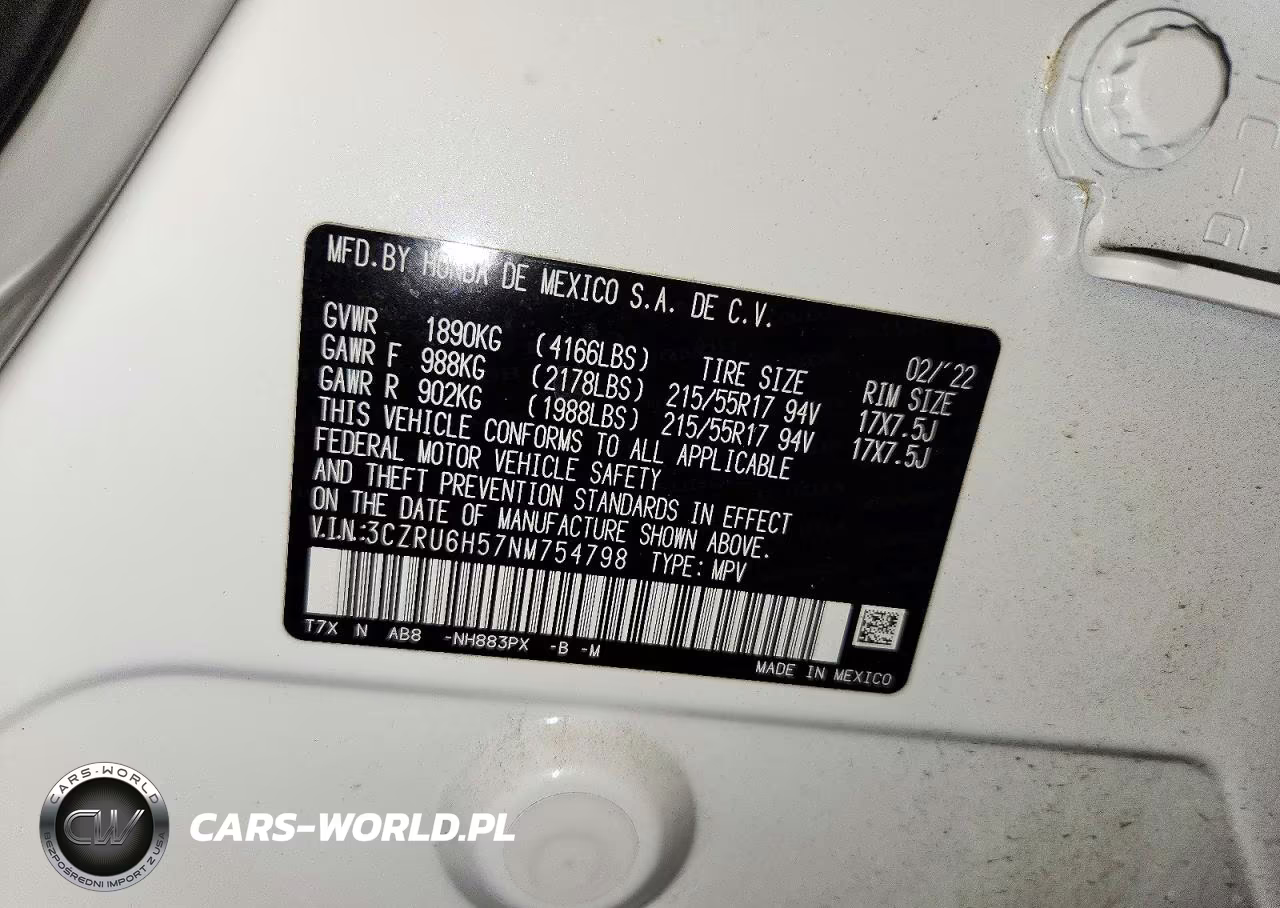 2022 Honda Hr-V Ex VIN:3CZRU6H57NM754798 - 12