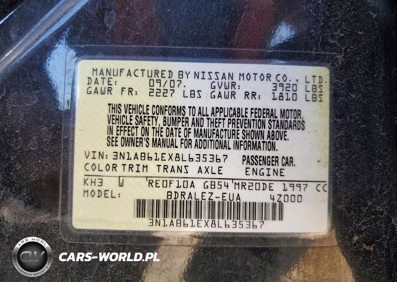 2008 Nissan Sentra 2.0 VIN:3N1AB61EX8L635367 - 12