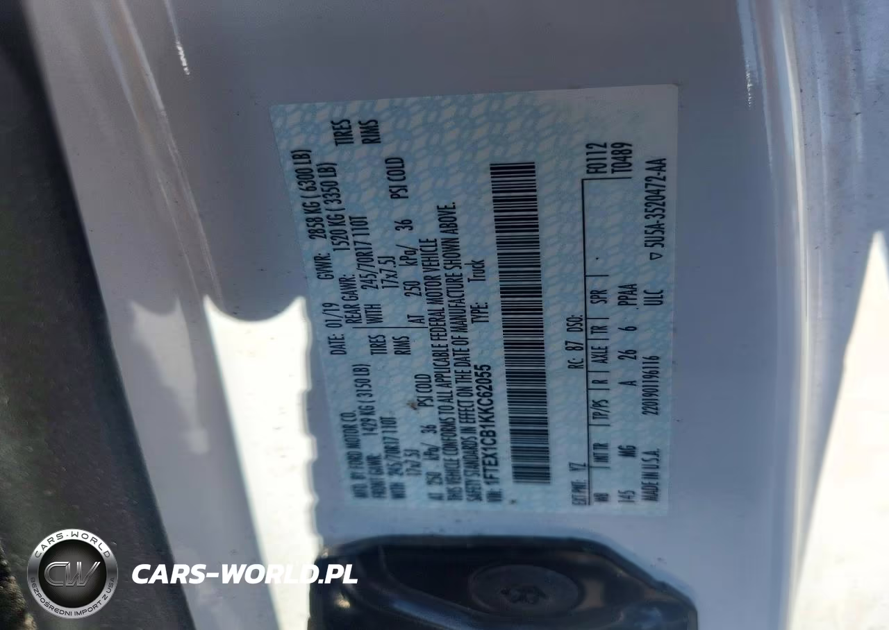 2019 Ford F150 Super Cab VIN:1FTEX1CB1KKC62055 - 12