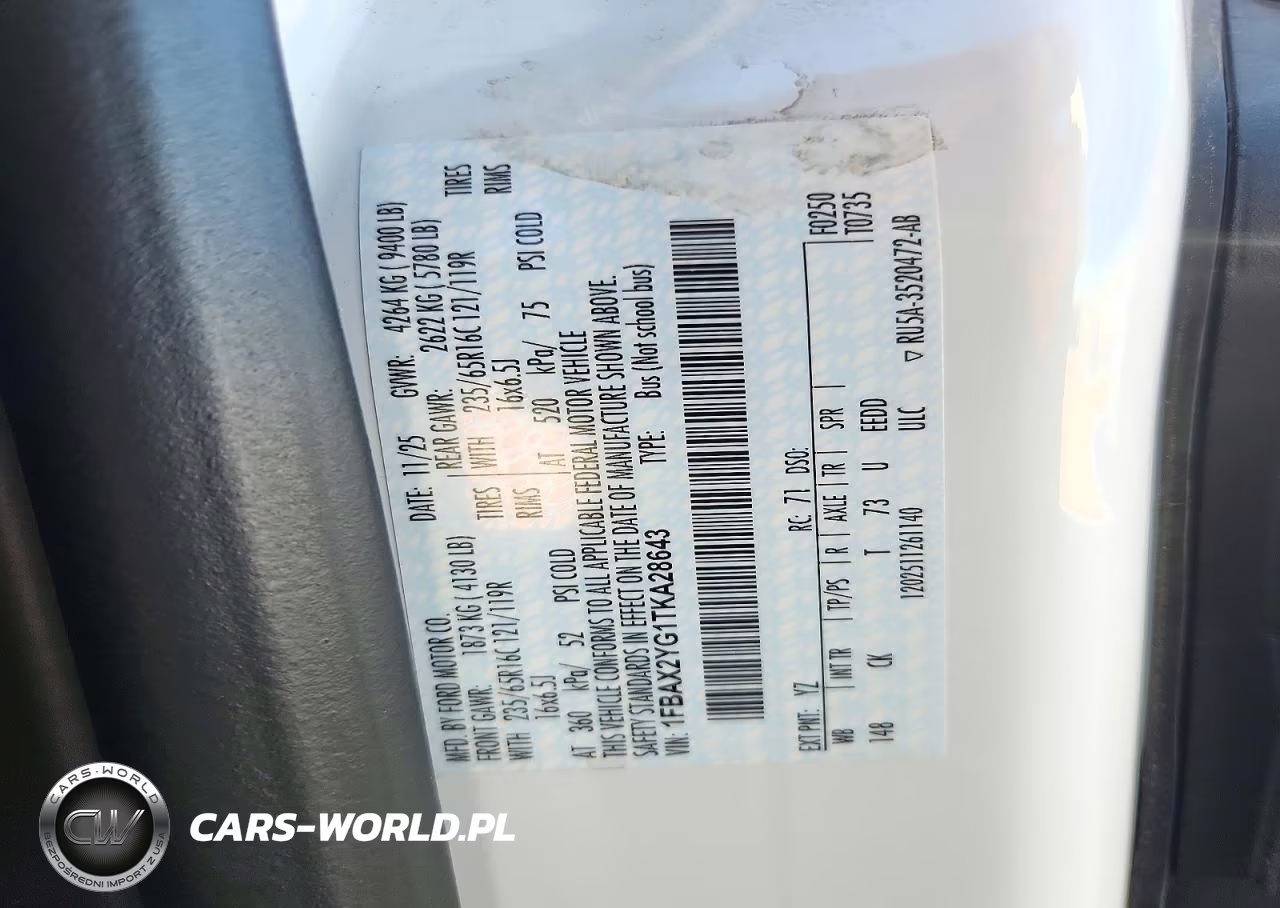 2026 Ford Transit T-350 VIN:1FBAX2YG1TKA28643 - 14