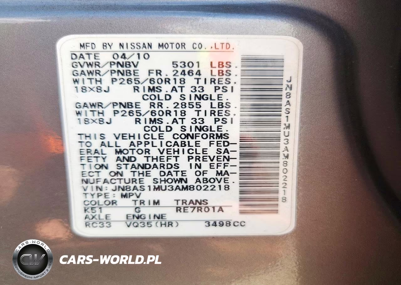 2010 Infiniti Fx35 Base VIN:JN8AS1MU3AM802218 - 12