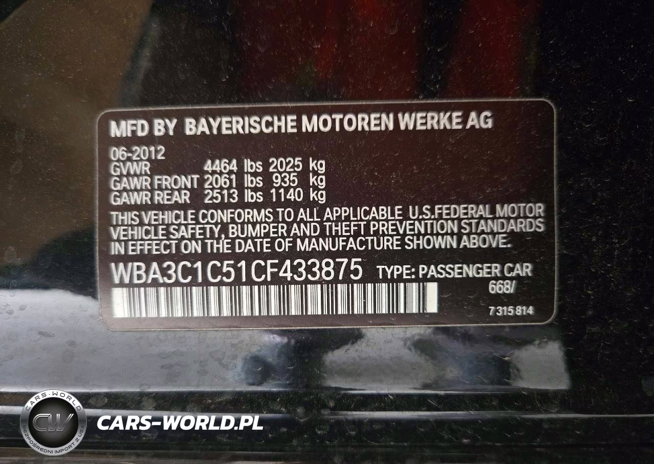 2012 BMW 328 I Sulev VIN:WBA3C1C51CF433875 - 13