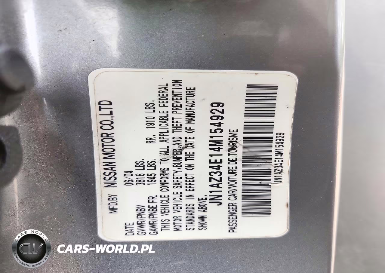 2004 Nissan 350Z Base VIN:JN1AZ34E14M154929 - 12