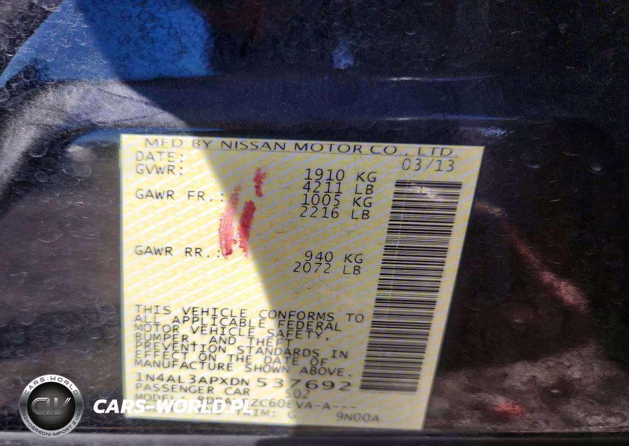 2013 Nissan Altima 2.5 VIN:1N4AL3APXDN537692 - 12
