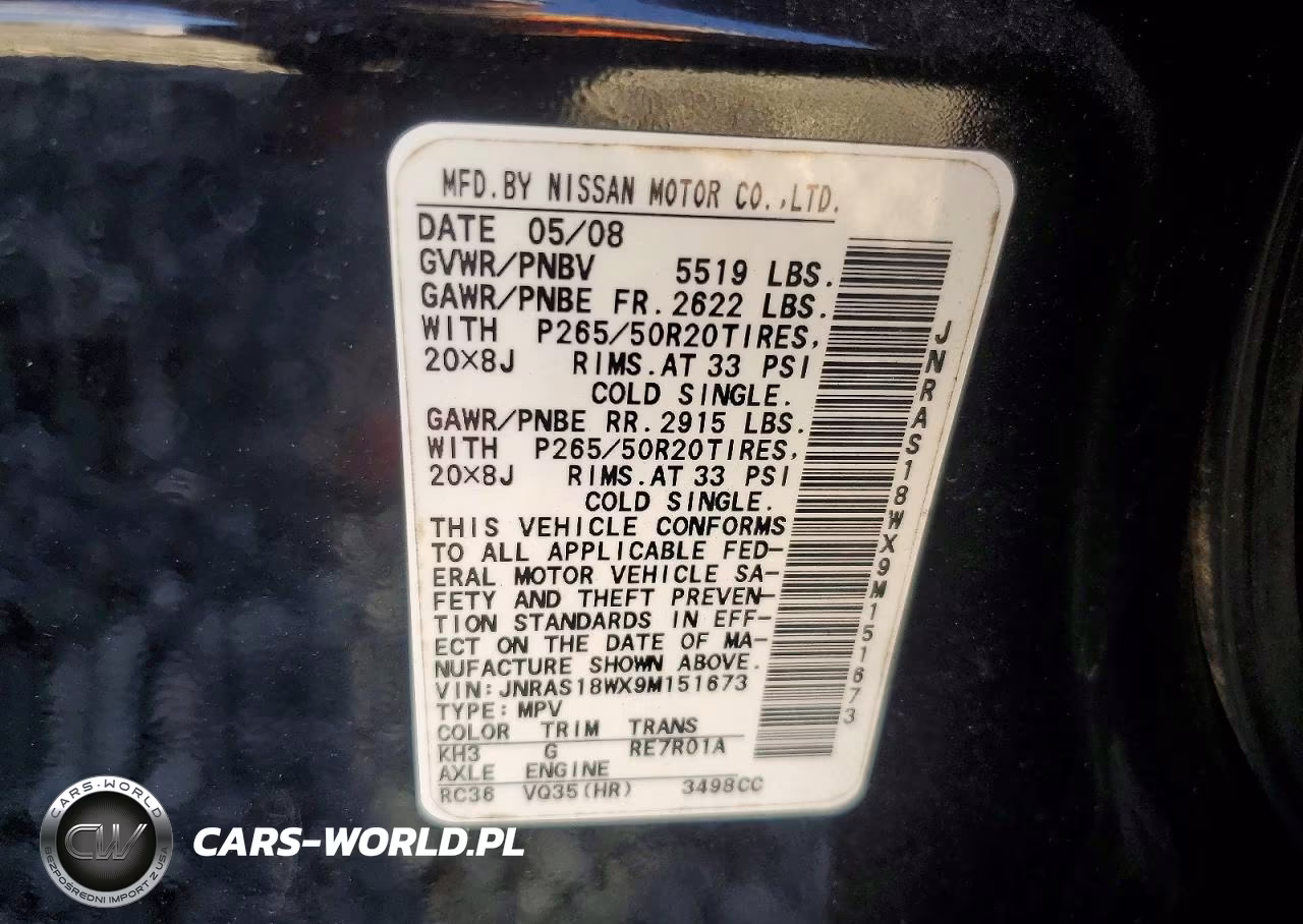 2009 Infiniti Fx35 Base VIN:JNRAS18WX9M151673 - 13