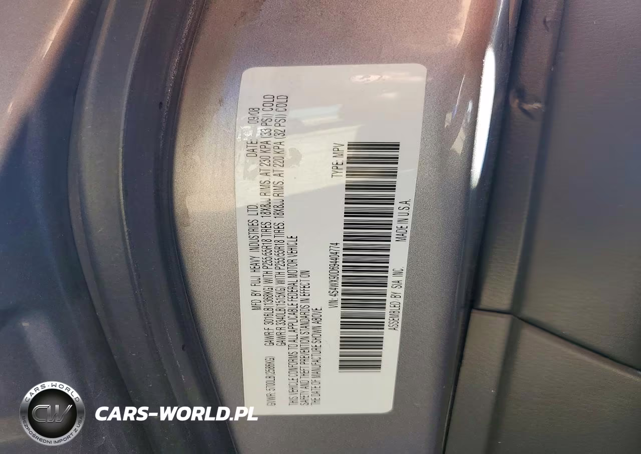 2009 Subaru Tribeca Limited VIN:4S4WX90D694404774 - 13