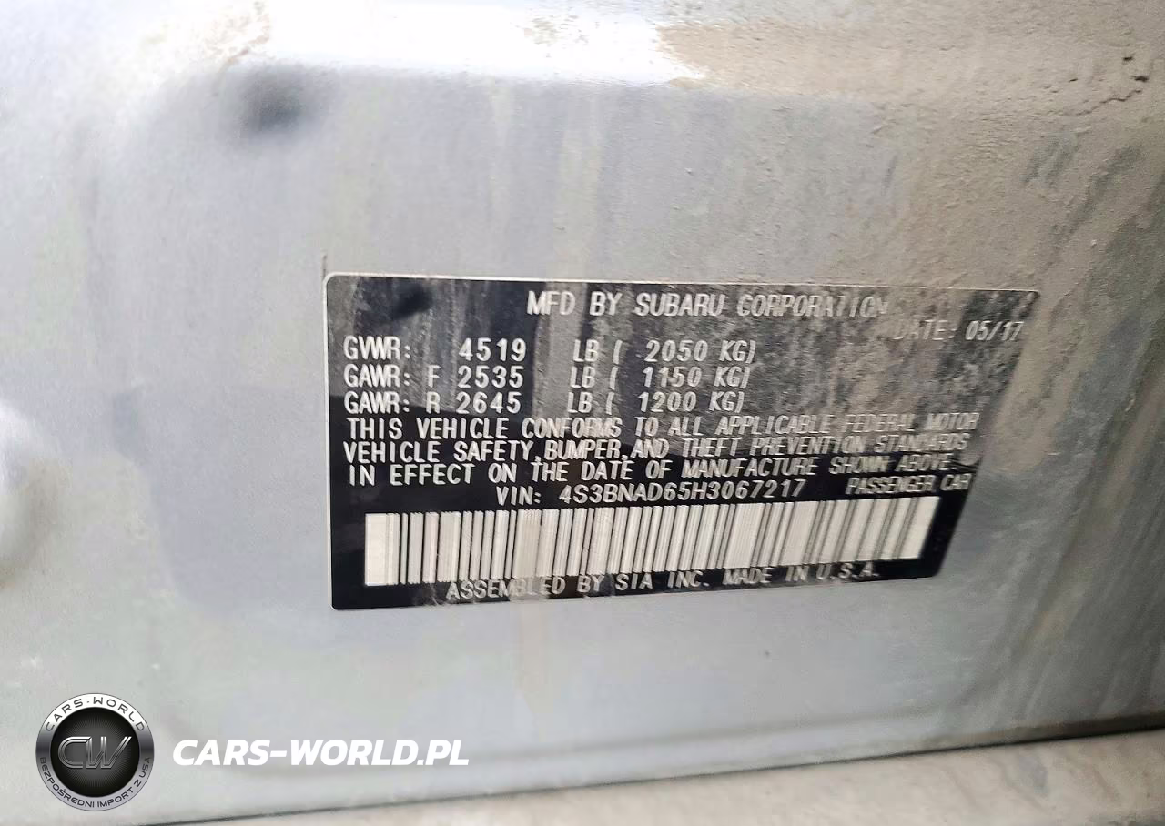 2017 Subaru Legacy 2.5I Premium VIN:4S3BNAD65H3067217 - 12