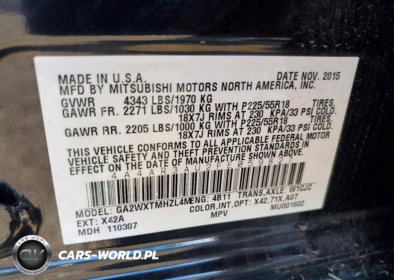 2015 Mitsubishi Outlander Sport Es VIN:4A4AR3AU2FE059827 - 13