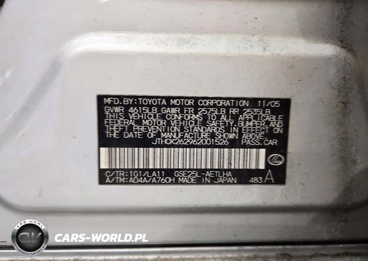 2006 Lexus Is 250 VIN:JTHCK262962001526 - 12