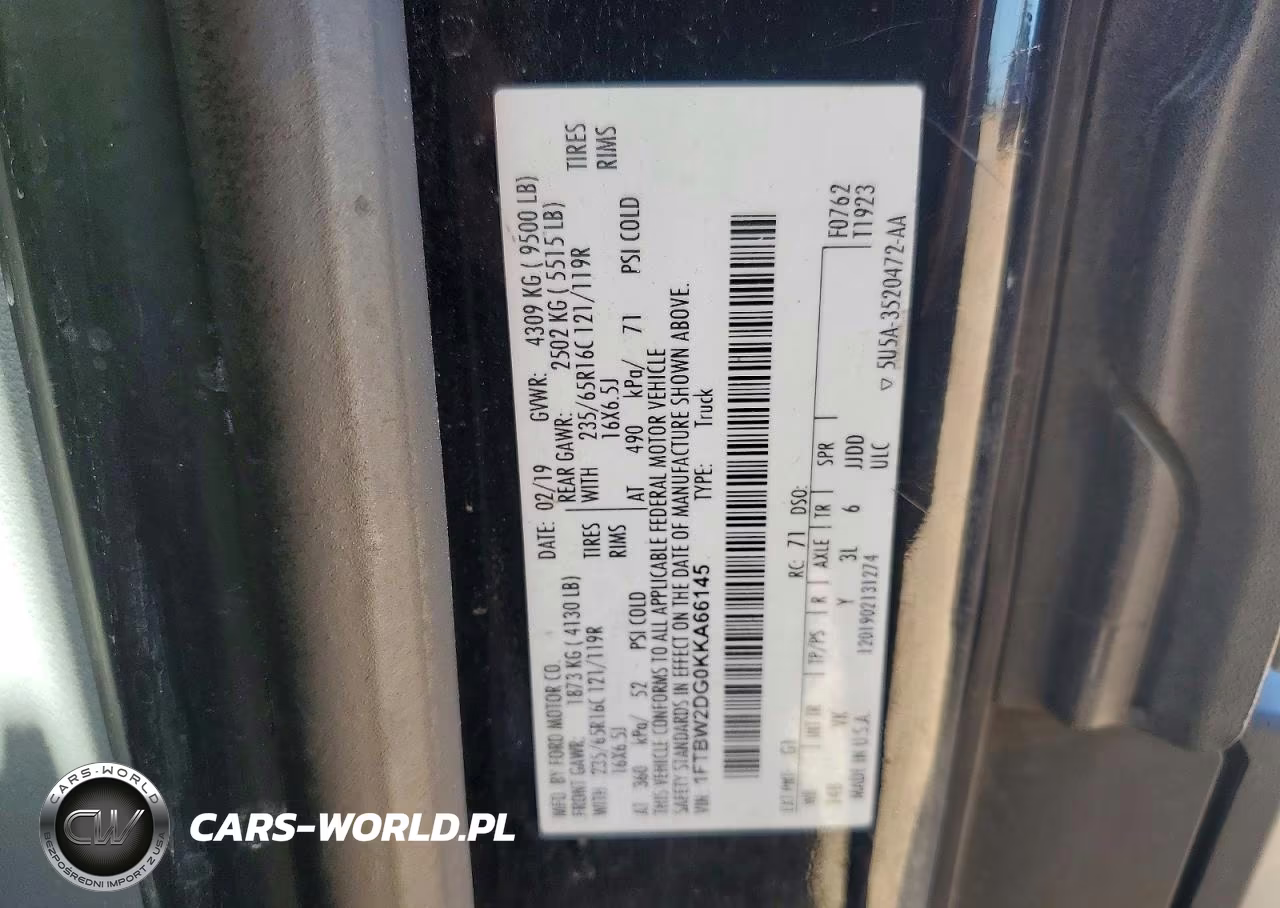 2019 Ford Transit T-350 VIN:1FTBW2DG0KKA66145 - 13