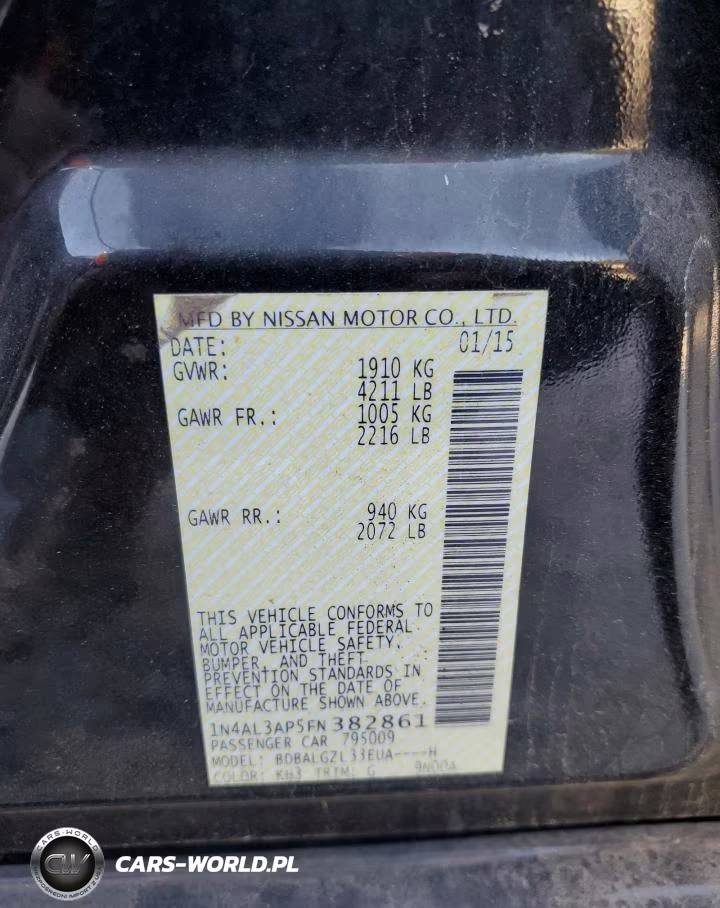 2015 Nissan Altima 2.5 VIN:1N4AL3AP5FN382861 - 12