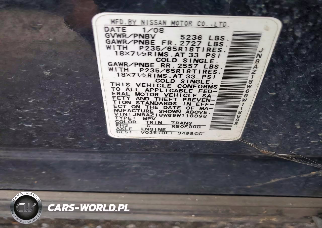 2009 Nissan Murano S VIN:JN8AZ18W69W118898 - 13