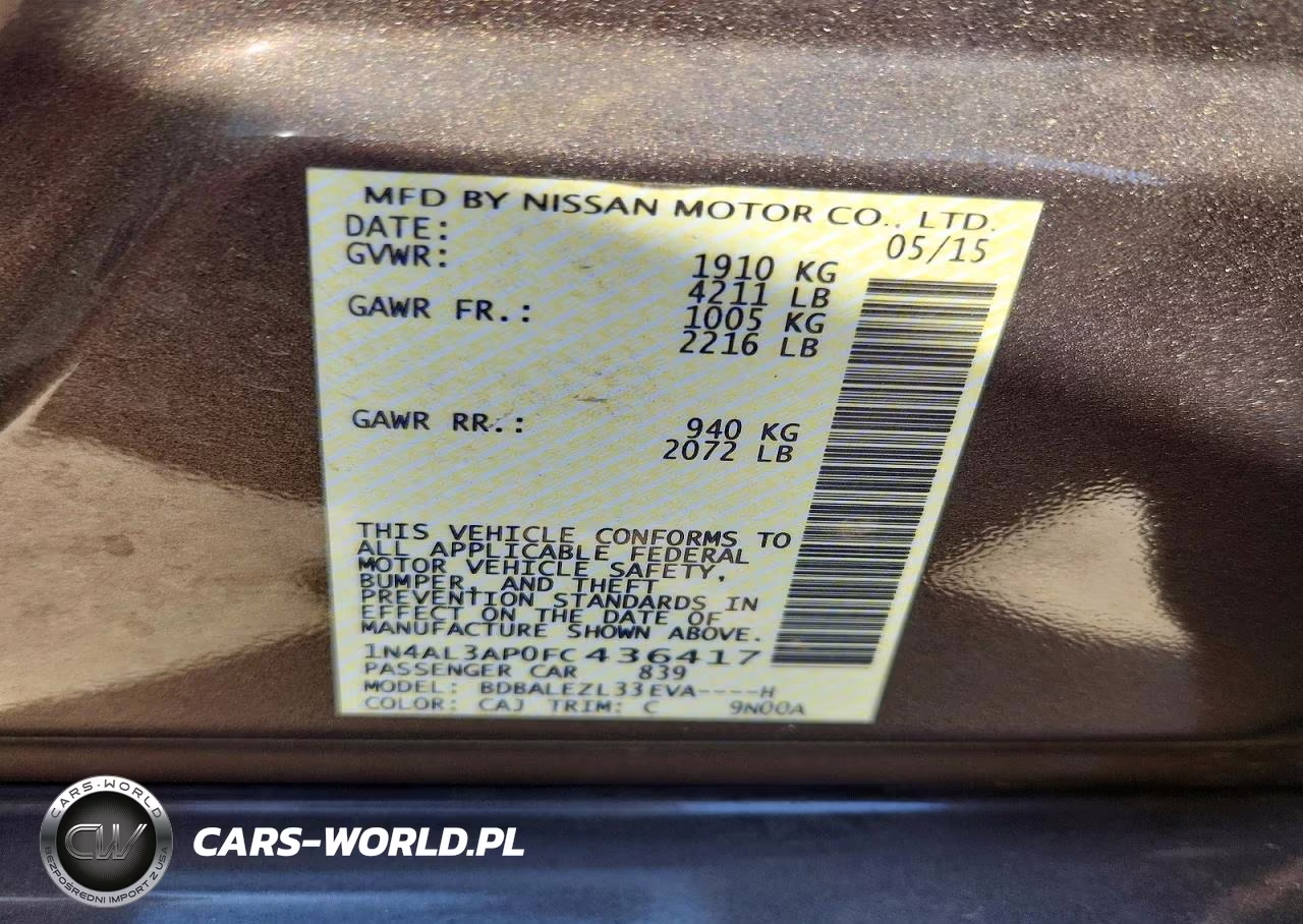 2015 Nissan Altima 2.5 S VIN:1N4AL3AP0FC436417 - 12